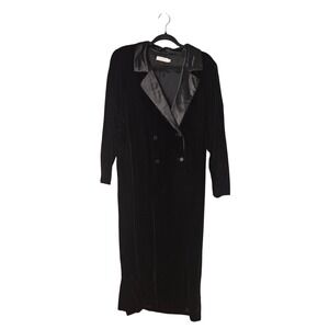 Talbots Vintage Black Velevt Satin Trim Blazer Maxi Dress Womens Size 14